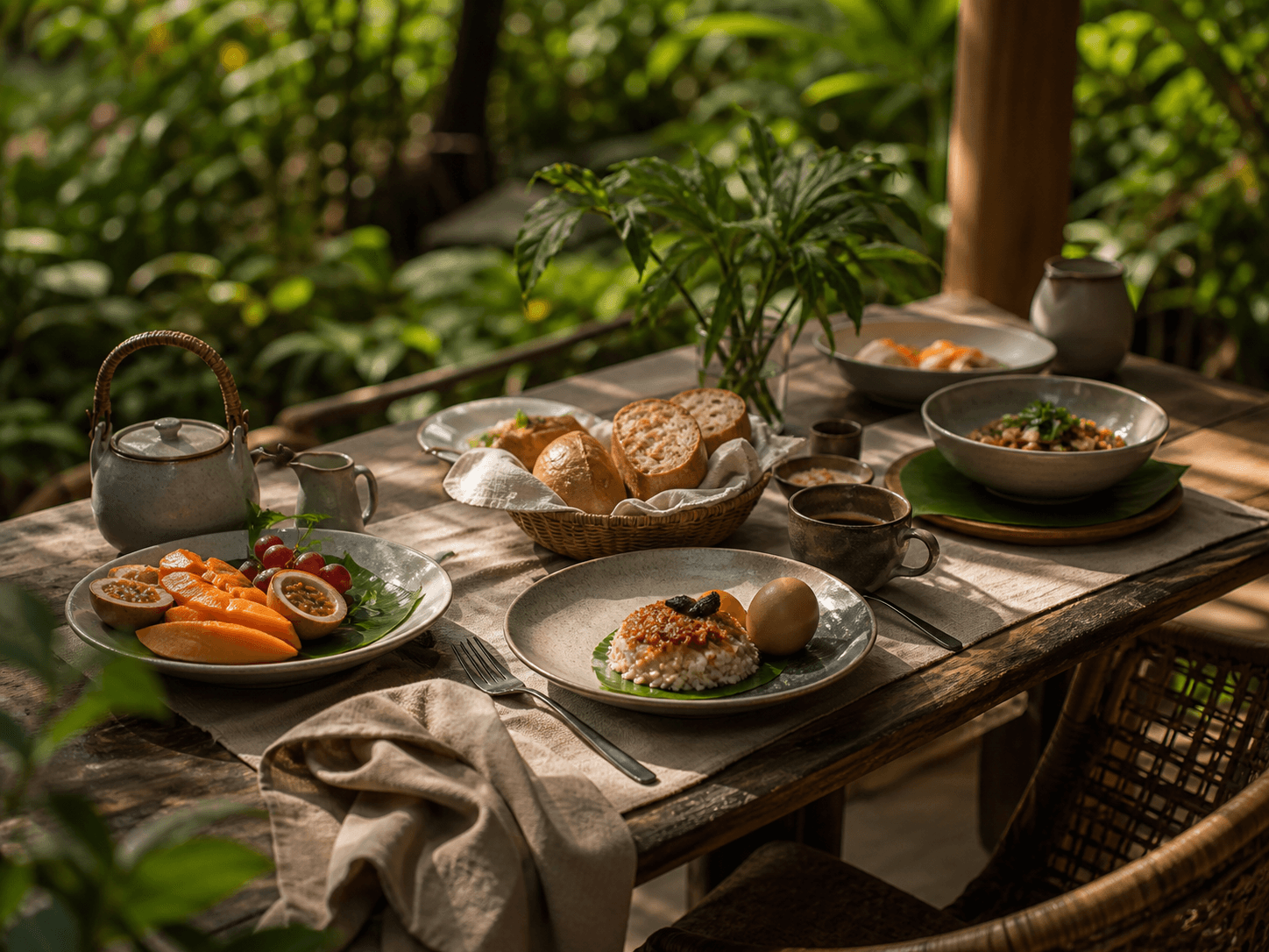 A calm campfire night setting in the garden at Hinom Stay